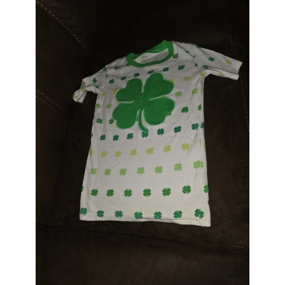 Gymboree‎ st Patrick's day 4 leaf clover pajamas sleep size 10
